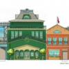 Color elevation of the Steampunk-influenced concept with wrought iron railings and flourishes      © Mirage EntertainmentColor 