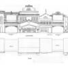 Front elevation of the two-screen set concept with plan view below      © Mirage Entertainment